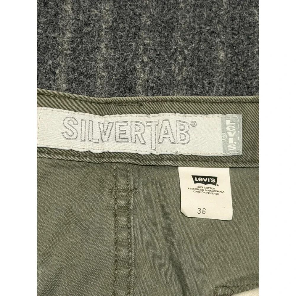 Levis SilverTab Mens Cargo Shorts 36 Olive Green Cotton Loose Fit Vintage 90s
